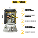 Open Home Secure® outdoor key safe lock box showing interior with key inside