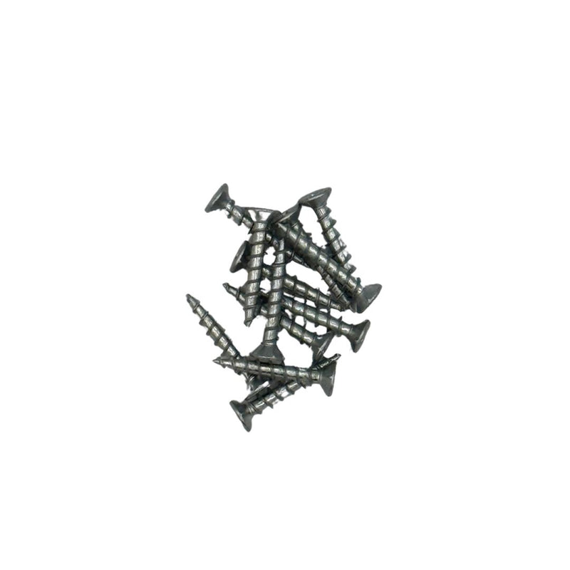 Group of repair screws on a white background