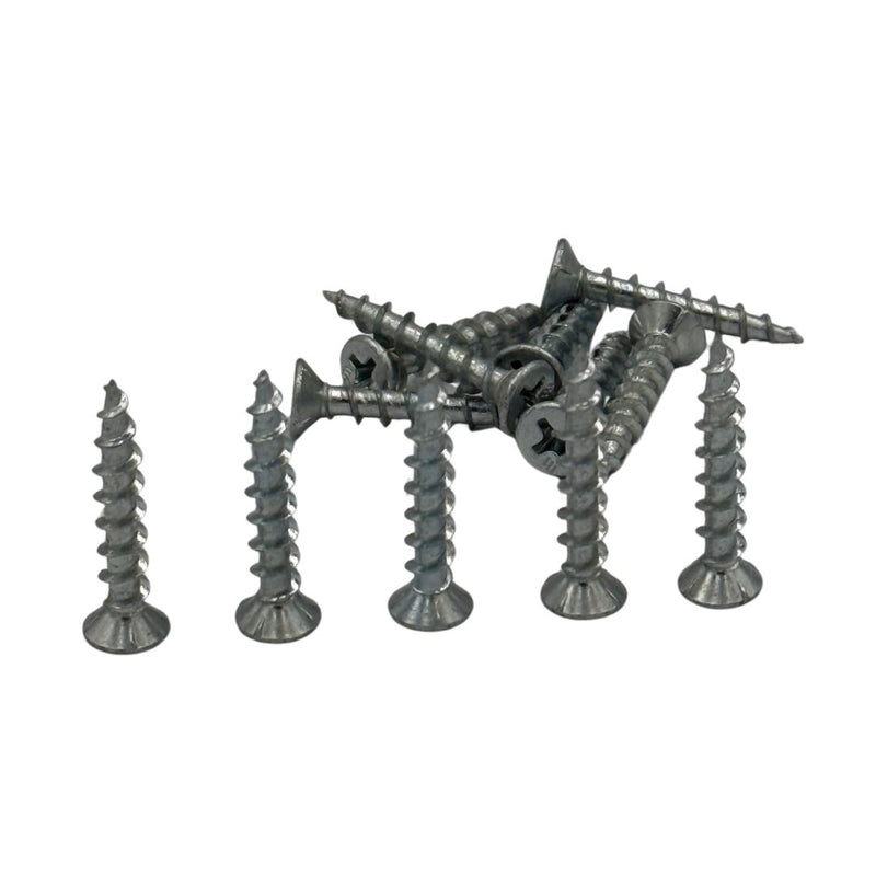 Collection of repair screws on a white background