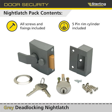 Sterling nightlatch with cylinder complete lockset for timber front doors