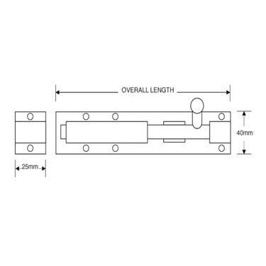 Straight Tower Bolt Black 150mm