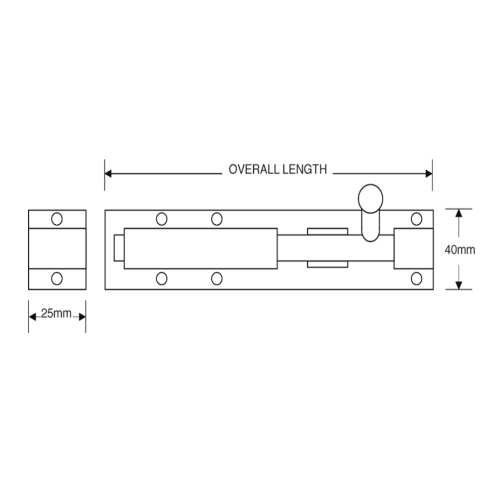 Straight Tower Bolt Black 150mm