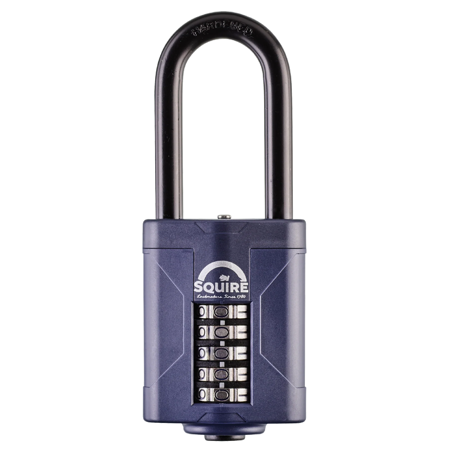 Front view of the Squire CP60 60mm high-security recodable combination padlock with resettable code wheels.