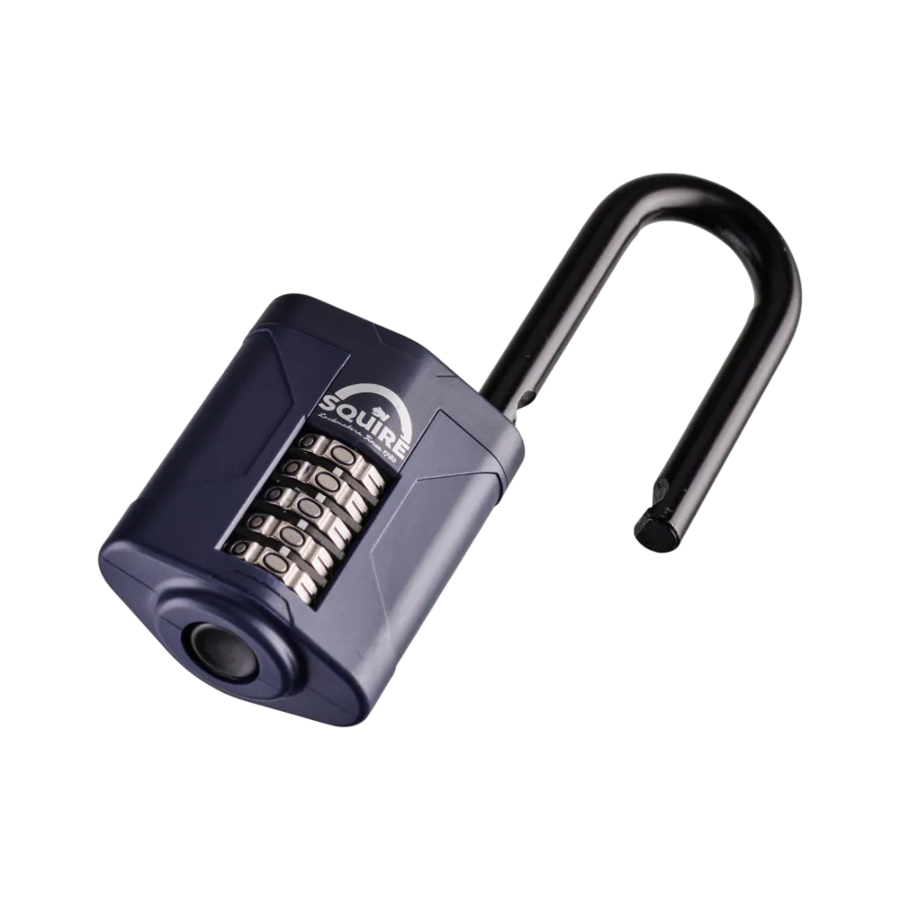 Squire CP60 60mm high-security recodable combination padlock shown with open shackle.