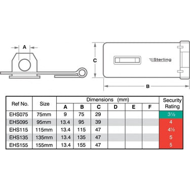 STERLING Hasp & Staple 75mm