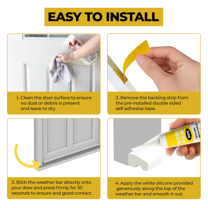 Step-by-step guide on how to install a weather bar with text and images.