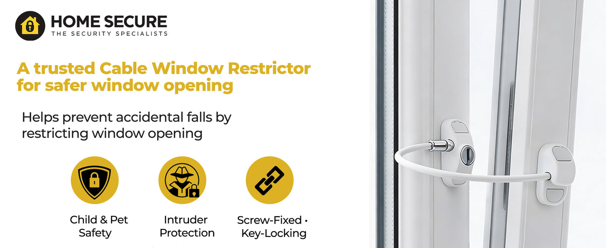 Window cable restrictor lock showing key product features