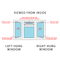 Diagram showing window hinge types viewed from inside