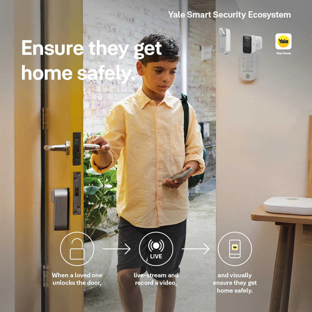 Yale Smart Security ecosystem featuring Yale Smart Outdoor Camera and connected home devices