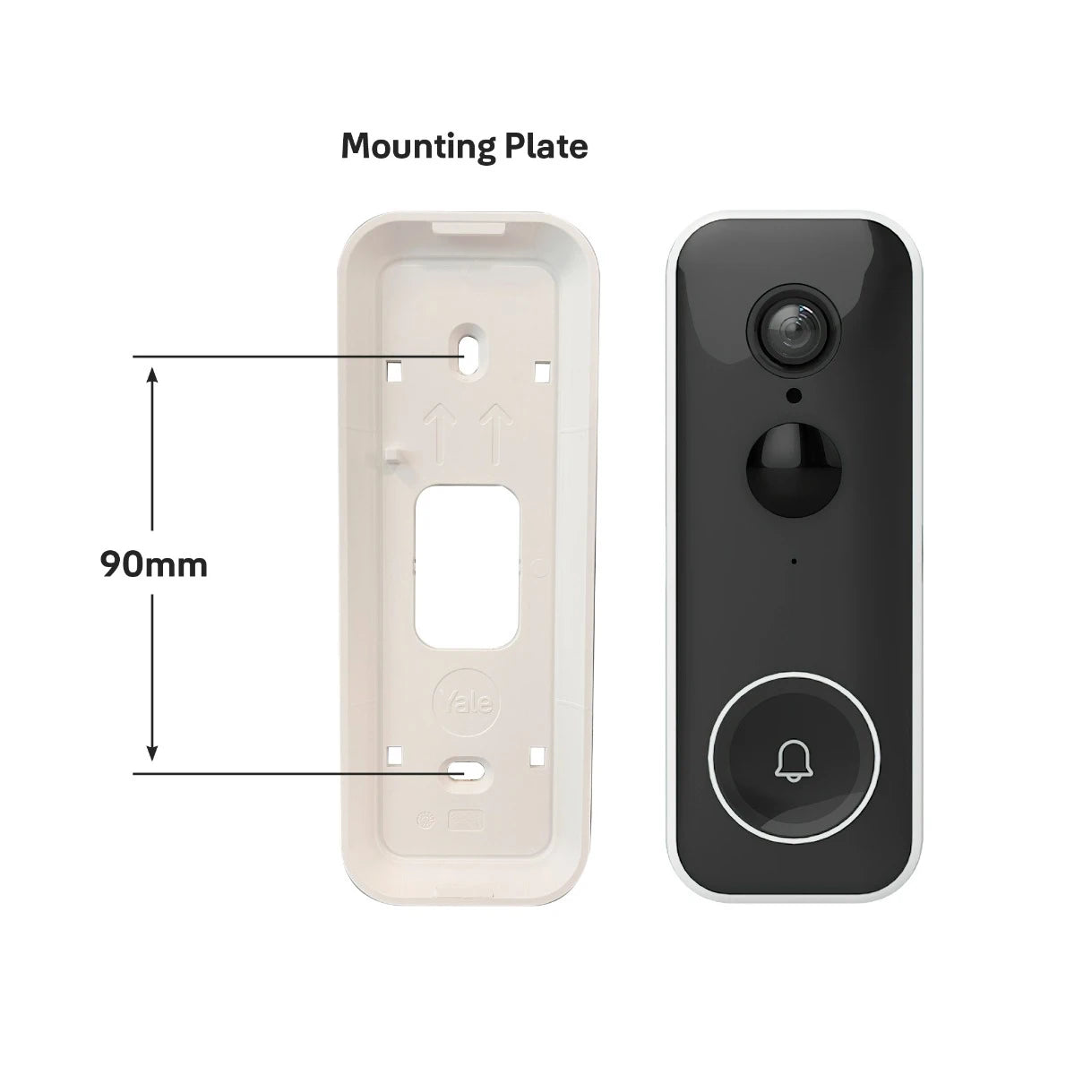 Yale Smart Video Doorbell mounting plate and installation bracket dimensions