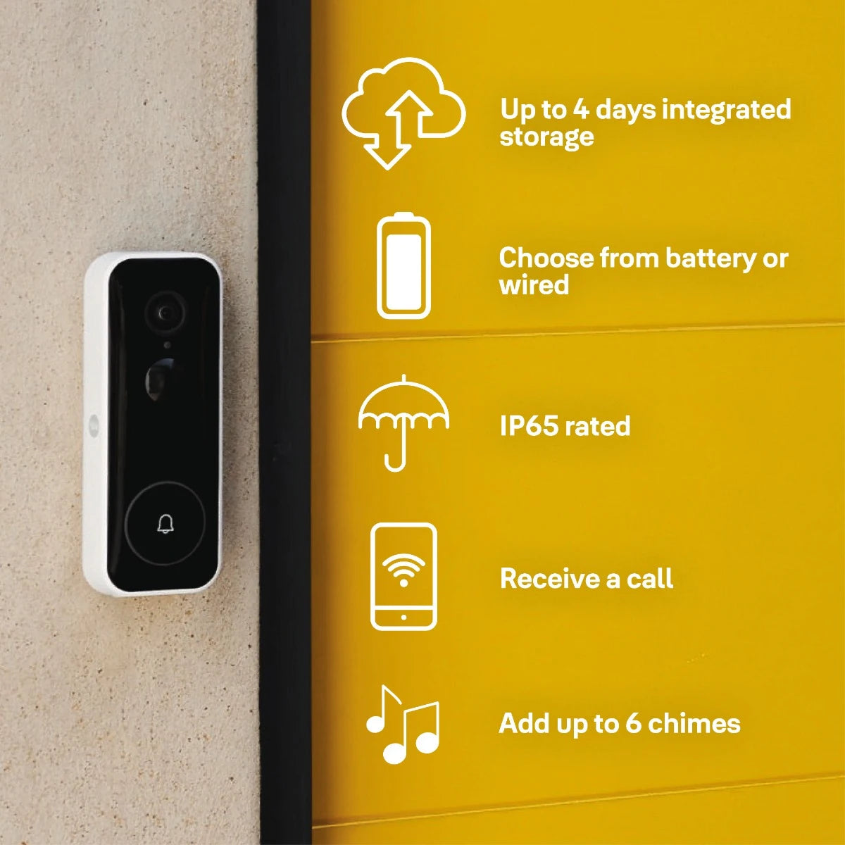 Yale Smart Video Doorbell features including local storage, IP65 weather resistance and multiple chime support