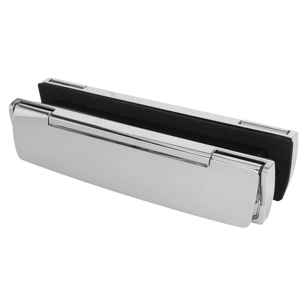 Chrome letterplate with black interior surround for external front doors, shown on a white background.