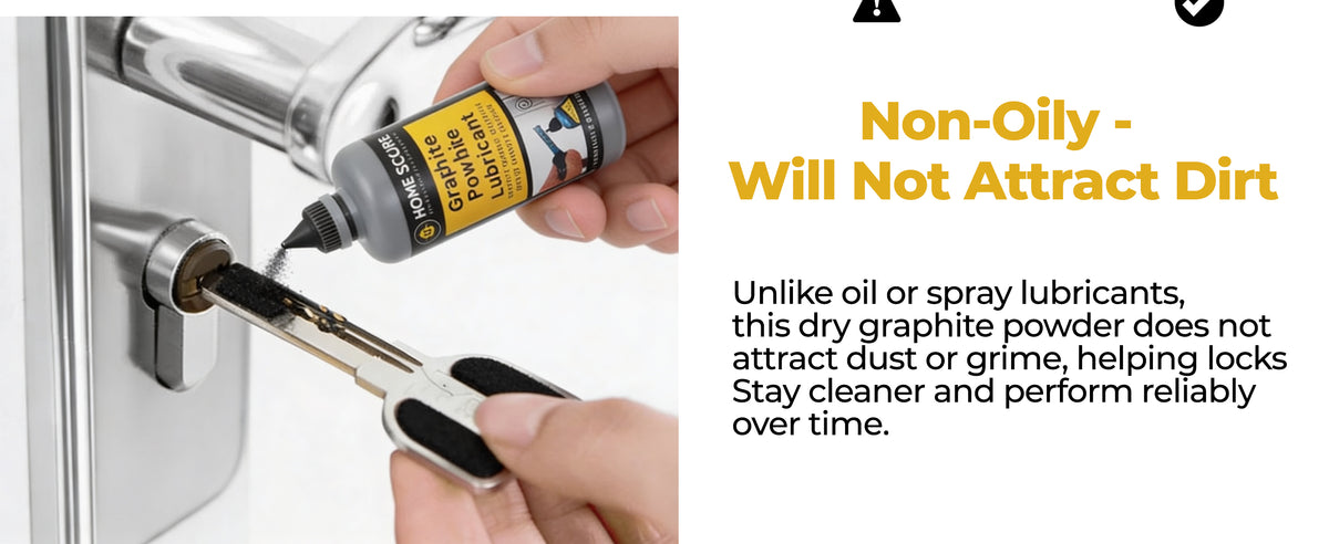 Non-oily, will not attract dirt: dry graphite compared with oil-based lubricant.