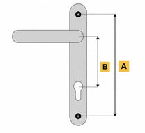 Handle measuring diagram, top fixing screw above the lever