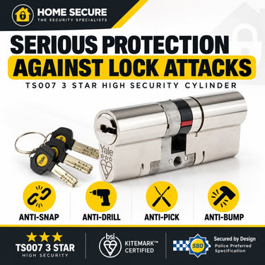 Yale Platinum TS007 3 Star euro cylinder with anti-snap, anti-drill, anti-pick and anti-bump protection