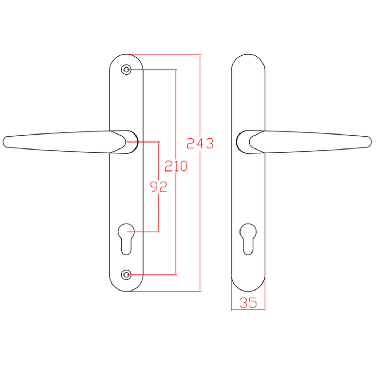 UPVC Door Handles - Lever Lever - 210mm Screws  - White