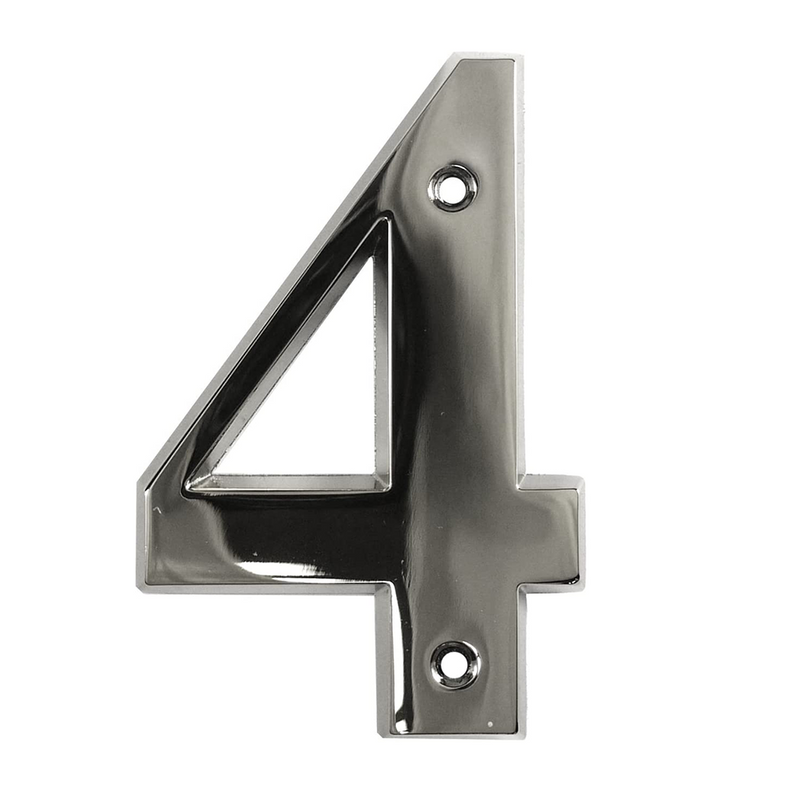 House Door Numerals Numbers - Chrome Number 4