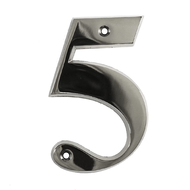 House Door Numerals Numbers - Chrome Number 5