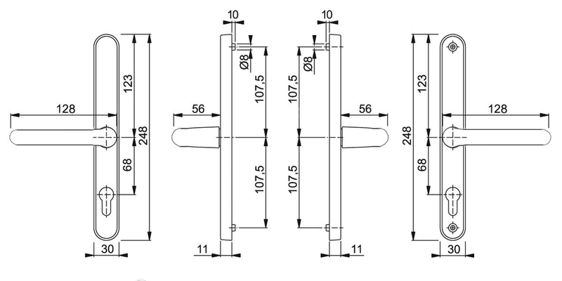 UPVC Door Handles - Lever Lever - Fullex 68mm - Silver