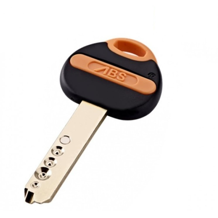 A key with a black and orange head, featuring the text 'ABS' on the head.