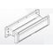 Technical line drawing of a rectangular letterplate with a contoured front flap and internal housing. The design includes screw holes on the side flanges for mounting, and the flap is shown slightly open, indicating how mail can pass through.