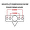 Diagram showing backplate dimensions with four fixing holes. Hole spacing is 30mm between inner holes and 50mm between outer holes. Measurements are in millimeters.
