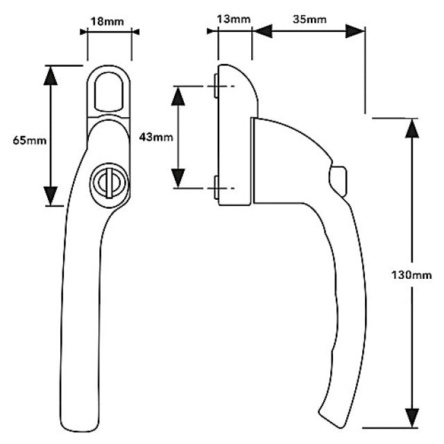 VERSA Handed Retro-fit Espag uPVC Window Handle - PVD Gold