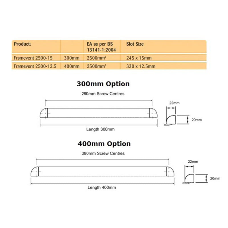 Trickle Vent for uPVC and Timber Windows - White