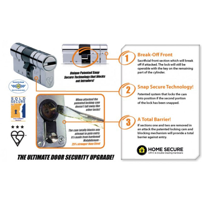 Avocet ABS High Security Euro Cylinder - Anti Snap Lock - TS007 3 Star