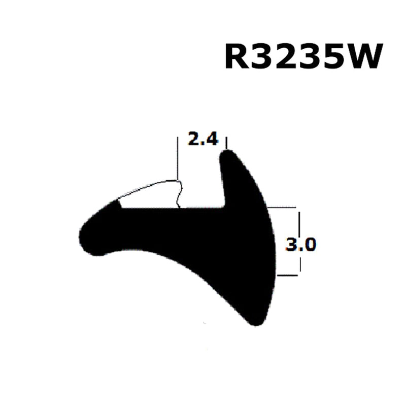 Rubber Seal For Windows and Doors Wedge Gasket - Black - R3235W (Per Meter)