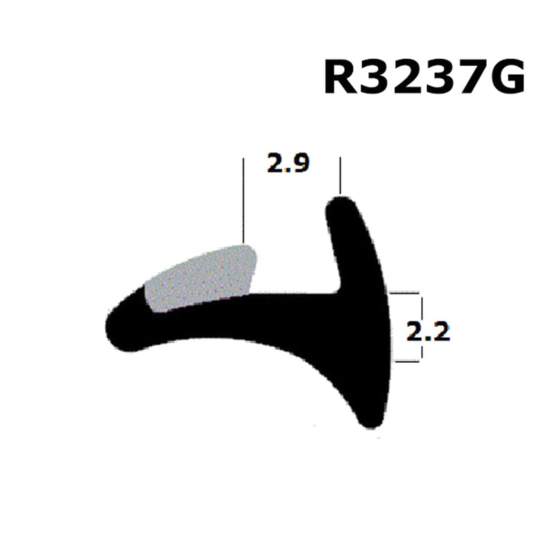 Rubber Seal For Windows and Doors Wedge Gasket - Black - R3237G (Per Meter)