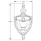 Technical drawing of a door knocker with dimensions 151mm height and 76mm width, designed in a classic Victorian urn style.