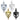 Four Victorian urn-style door knockers in different finishes: polished chrome, white, polished brass, and matte black.