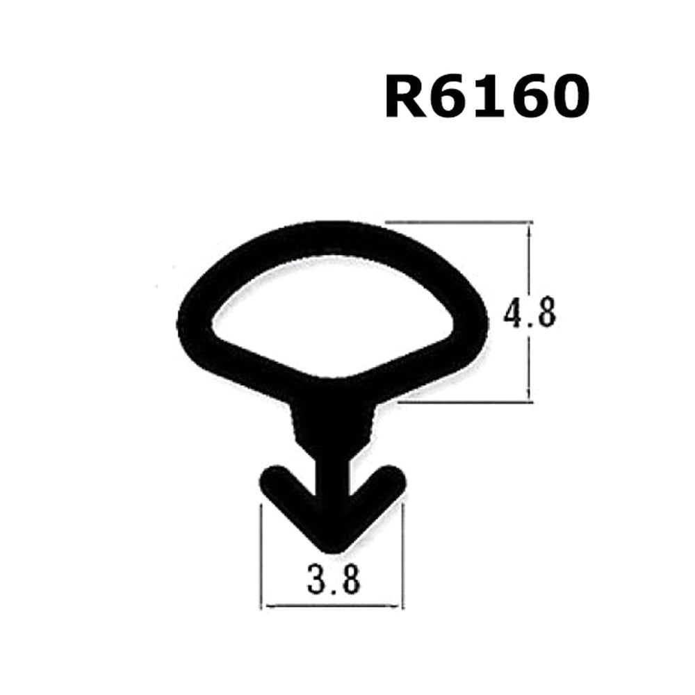 Black rubber door and window seal bubble gasket, with dimensions labeled as 3.8 and 4.8.