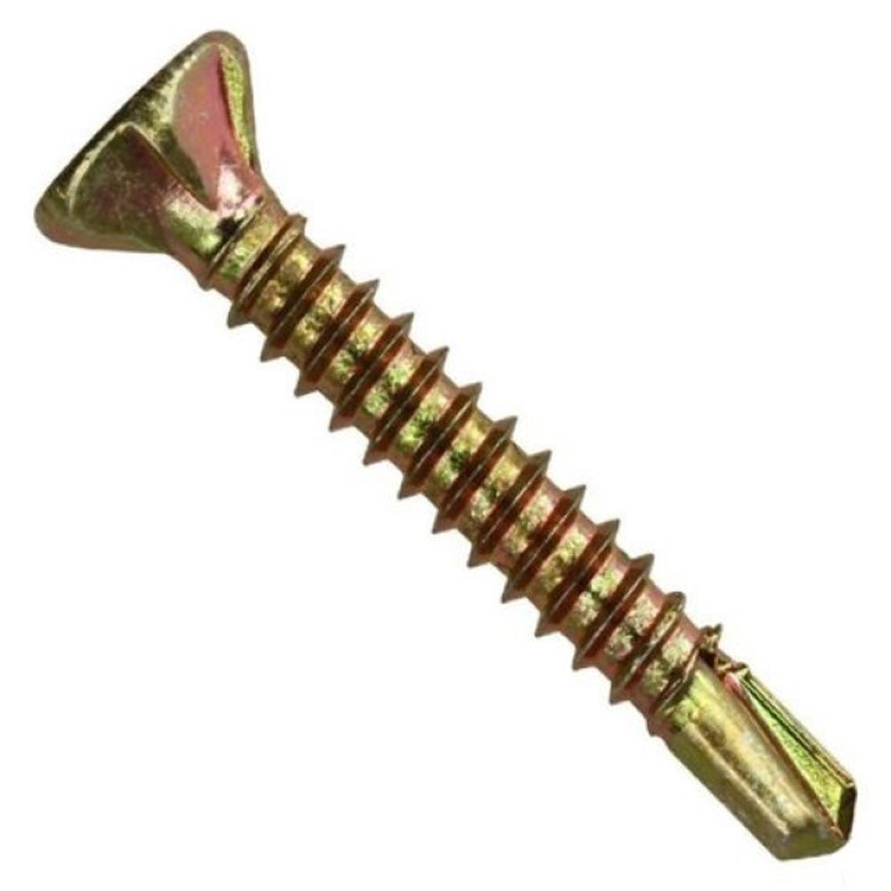 A single gold-colored self-tapping screw designed for use with uPVC installations.