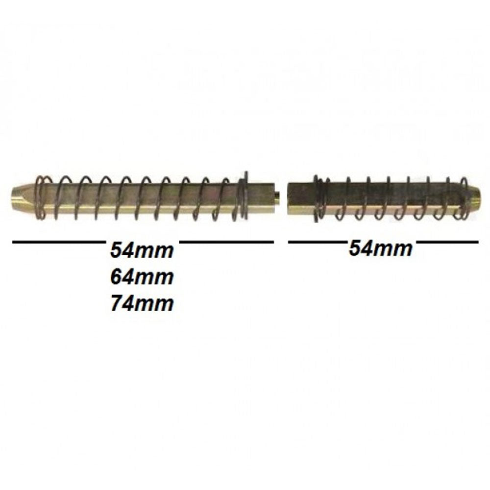 A split spindle bar for uPVC door handles shown in three separate segments with measurements marked on each segment.
