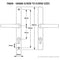 Technical diagram of UPVC door handles showing various screw-to-screw sizes ranging from 70mm to 180mm, with detailed millimeter measurements for handle and keyhole positions.