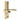 A set of polished gold UPVC door handles with levers on a clear background.