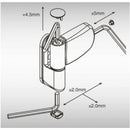 Technical diagram of a UPVC Mini 3D Door Flag Hinge showing adjustable measurements with Allen keys for fine-tuning vertical, horizontal, and depth positioning.