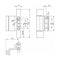 Technical drawing UPVC Rebated Butt Door Hinge with dimensions of a mechanical component, showing front, side, and bottom views.