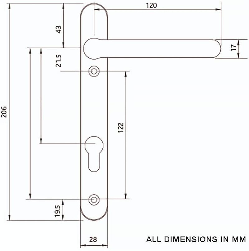 Black UPVC Door Handles 122mm Screws (Windsor Range)