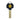 A gold-colored metal key with a black plastic key cap featuring the Yale brand logo in yellow and white.