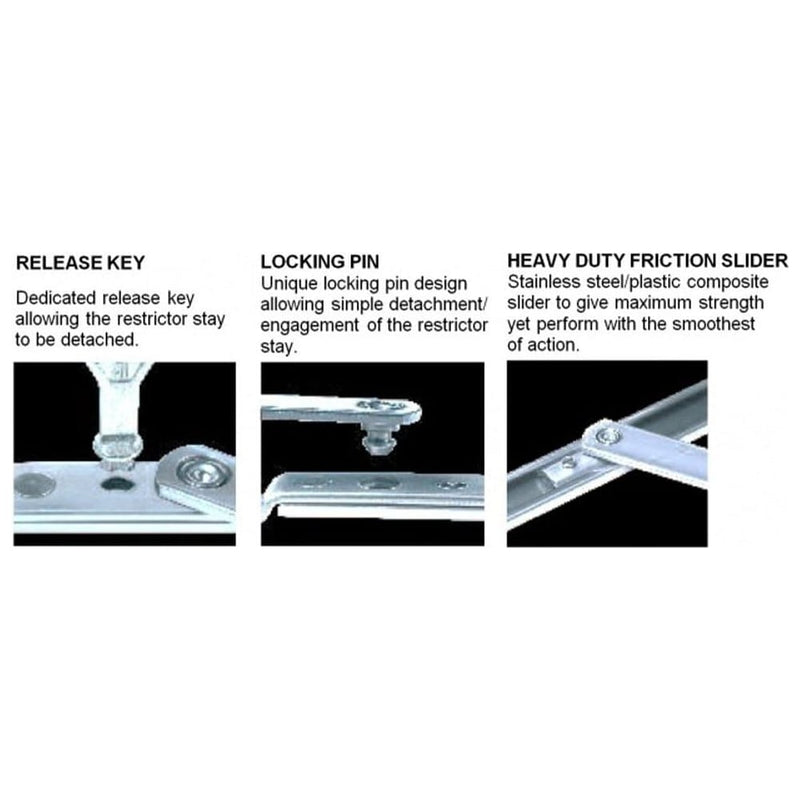 Fixed Window Restrictor With Key Release. Child Lock Safety Catch