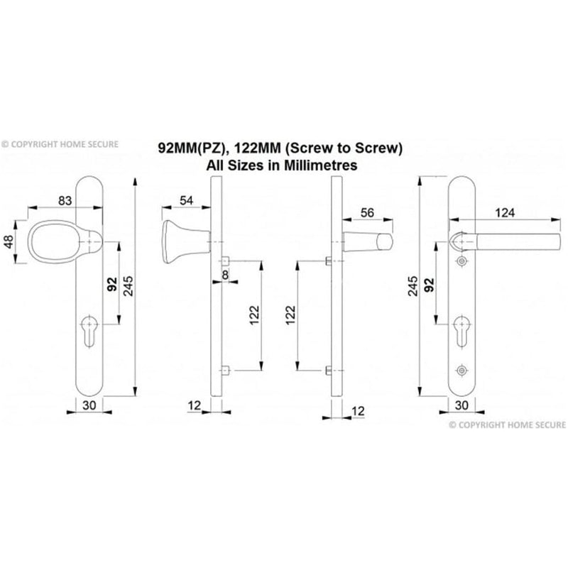 UPVC Door Handles - Lever Pad - D45 - Silver