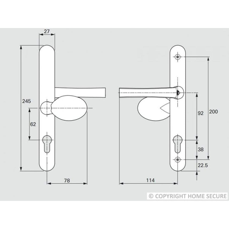 UPVC Door Handles - Lever Pad - D76 - Gold